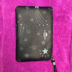 Black with light blue stars coach wallet